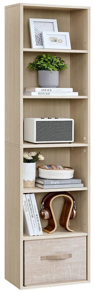 Estante de 6 prateleiras 24 x 40 x 178,5 cm bege natural