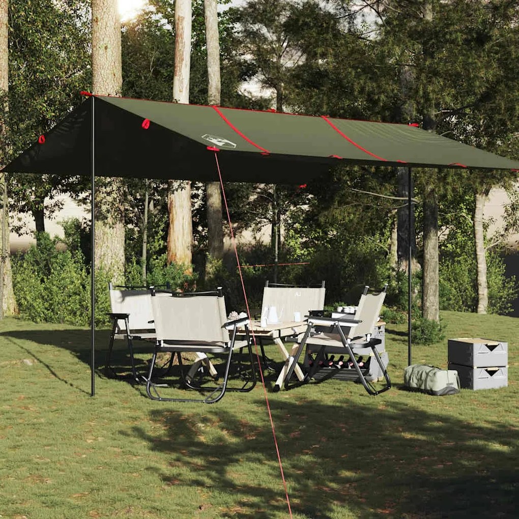 vidaXL Lona de campismo 451x420 cm impermeável verde azeitona