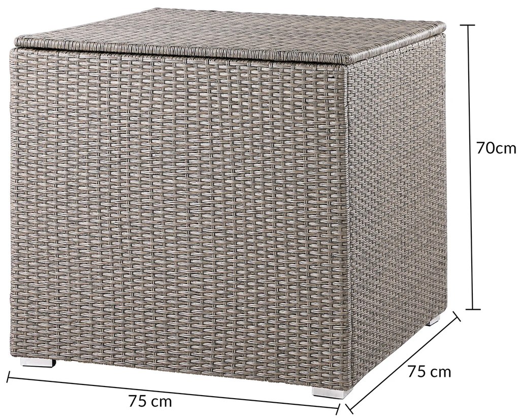 Caixa Arrumação Jardim para almofadas Polyrattan 75 x 75 x 70 cm 318L Creme