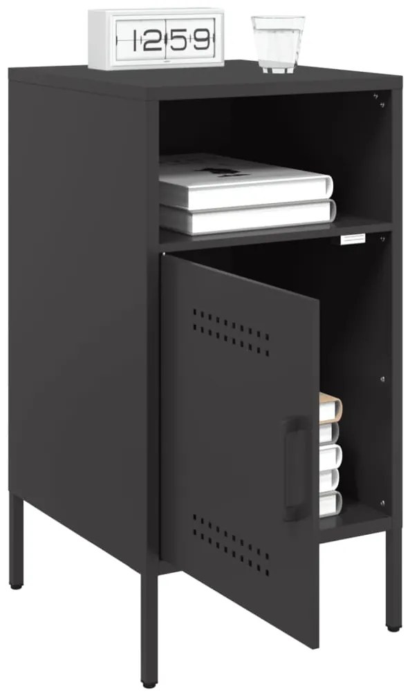 Mesas de cabeceira 2 pcs 36x39x68 cm aço preto