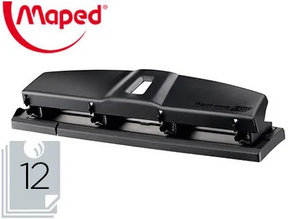 Furador Maped Essentials Metal 4 Furos Capacidade 12 Folhas Cor Preto