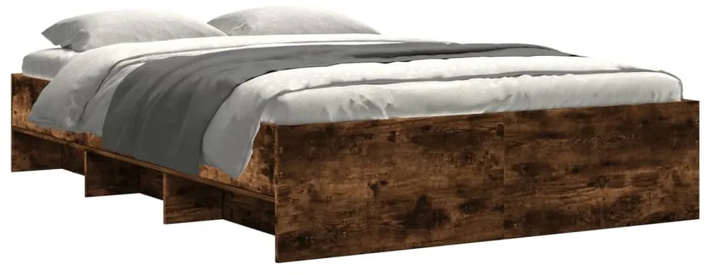 Estrutura de cama s/ colchão derivados madeira carvalho fumado