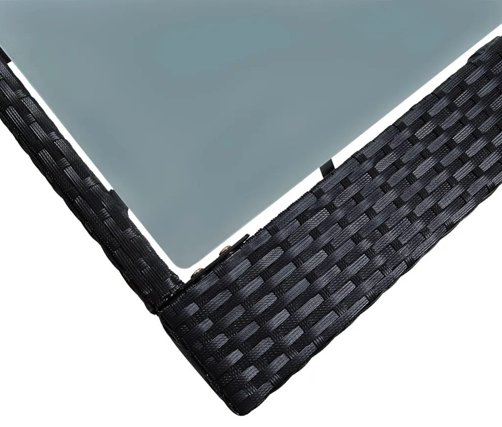 5 pcs conjunto de bar para jardim vime PE e vidro preto
