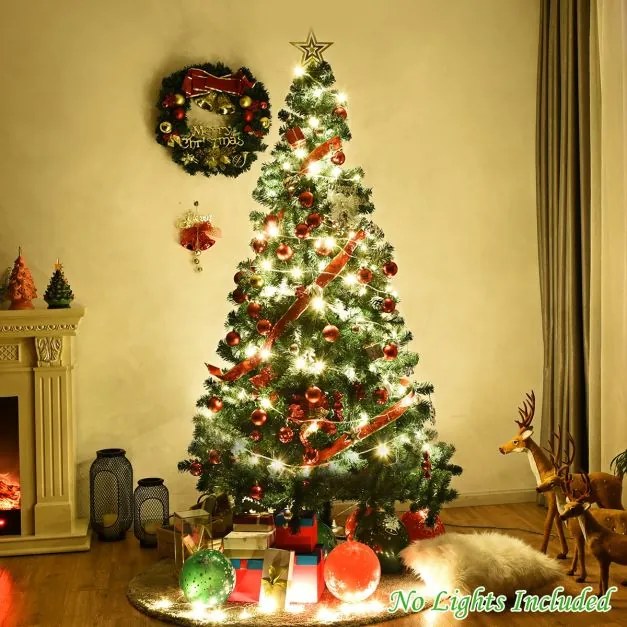 Árvore de Natal Artificial de 210cm com Base de Metal Material PVC Decoração de Natal para Casa Decoração de Festa Verde