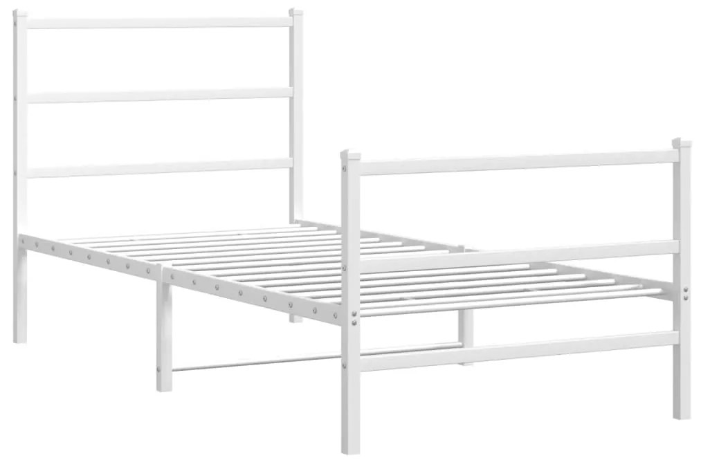 Estrutura de cama com cabeceira e pés 90x190 cm metal branco