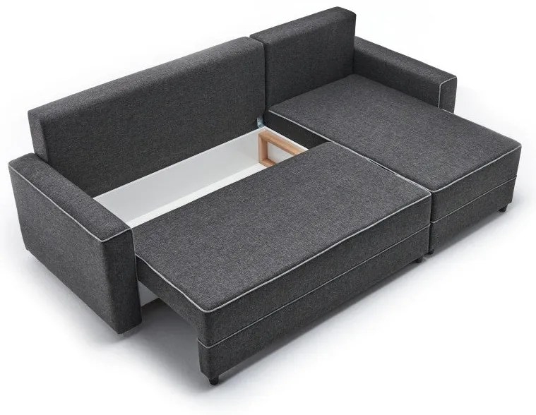 Sofá-cama de canto Ece – Antracite – 242 cm x 88 cm x 90 cm