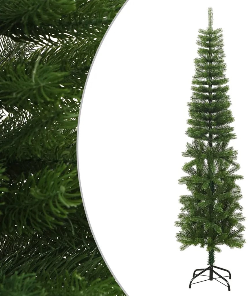 vidaXL Árvore de Natal artificial fina com suporte PE 240 cm