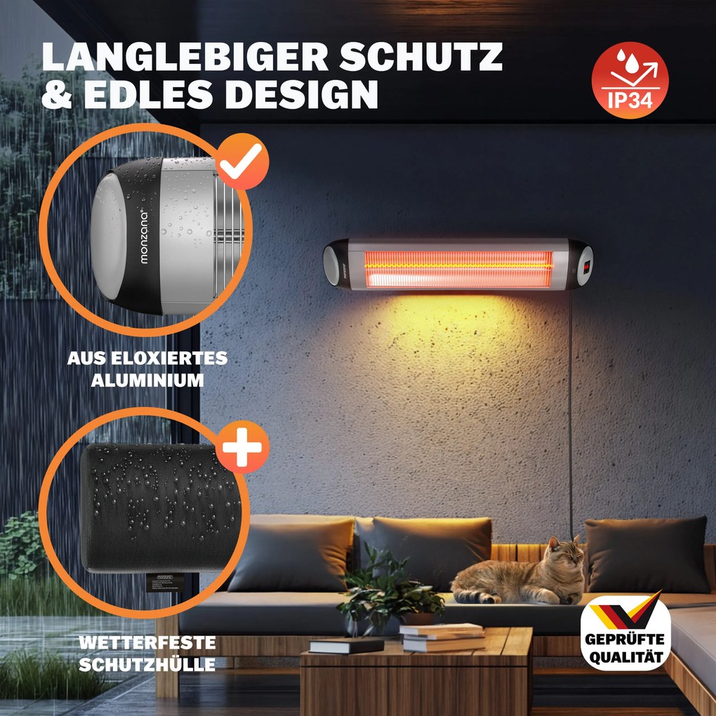 Aquecedor exterior radiante MZH2501 2500W Prata