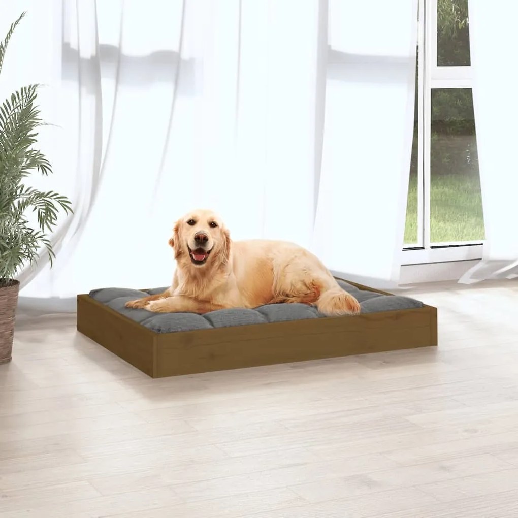 Cama para cães 71,5x54x9 cm pinho maciço castanho mel