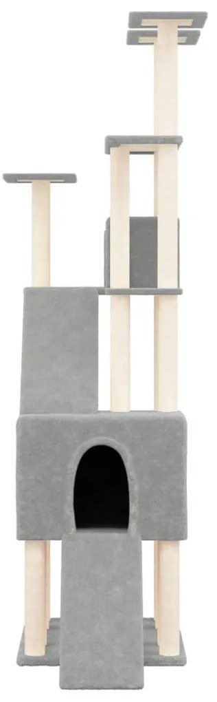 Árvore p/ gatos c/ postes arranhadores sisal 190 cm cinza-claro