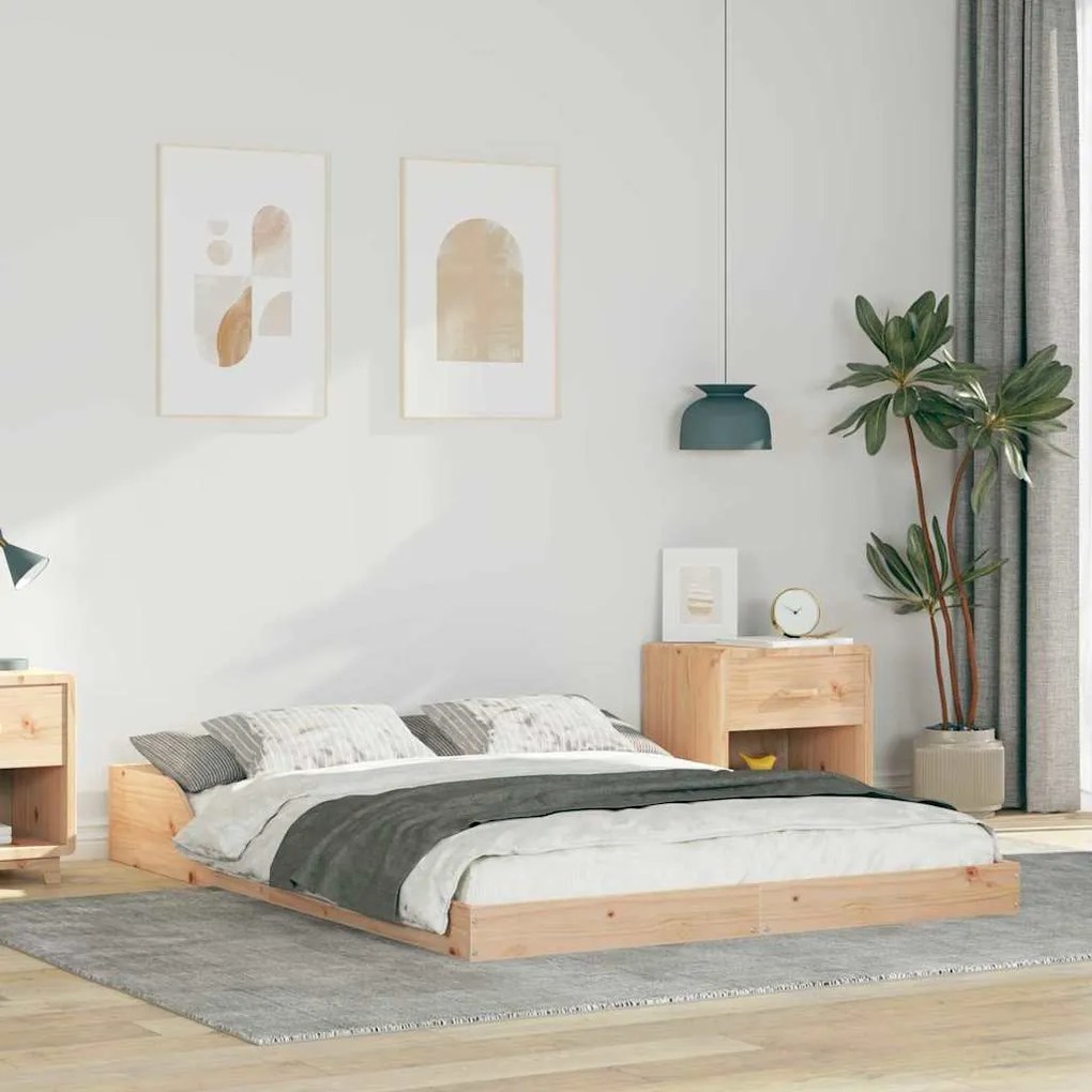 vidaXL Estrutura da Cama Castanho 140 x 190 cm Madeira de pinho maciça