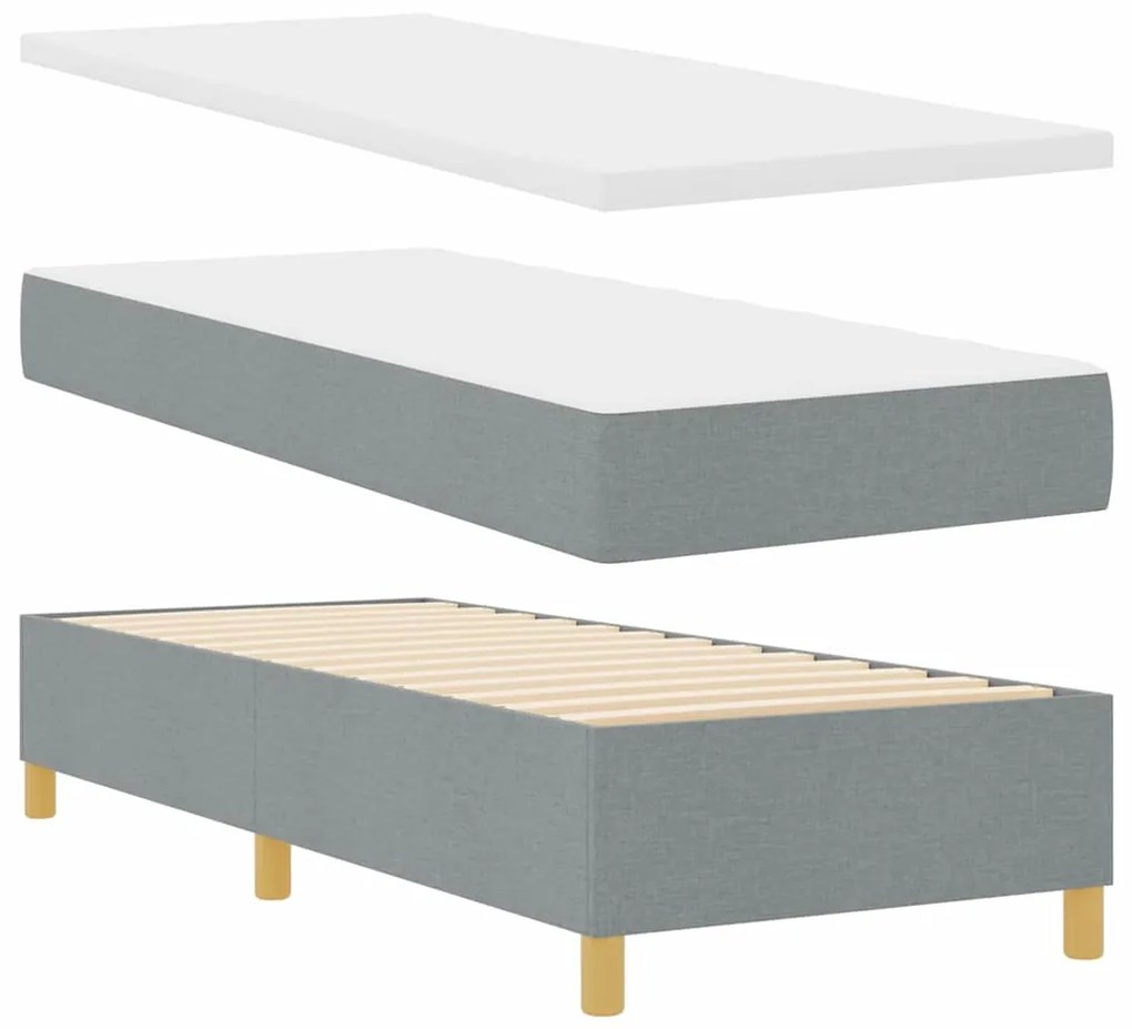 Cama Box Spring vidaXL com Colchão &amp; Luz LED Cinza Claro 80x200 cm Tec