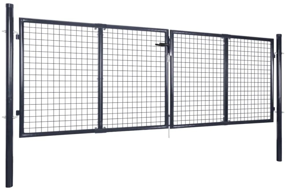 Portão de jardim em rede aço galvanizado 289x75 cm cinzento