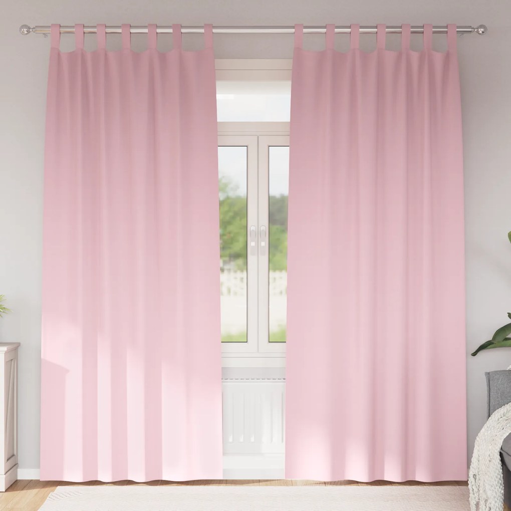 vidaXL Cortinas opacas 2 pcs Rosa Bebê 225 x 140 cm Poliéster