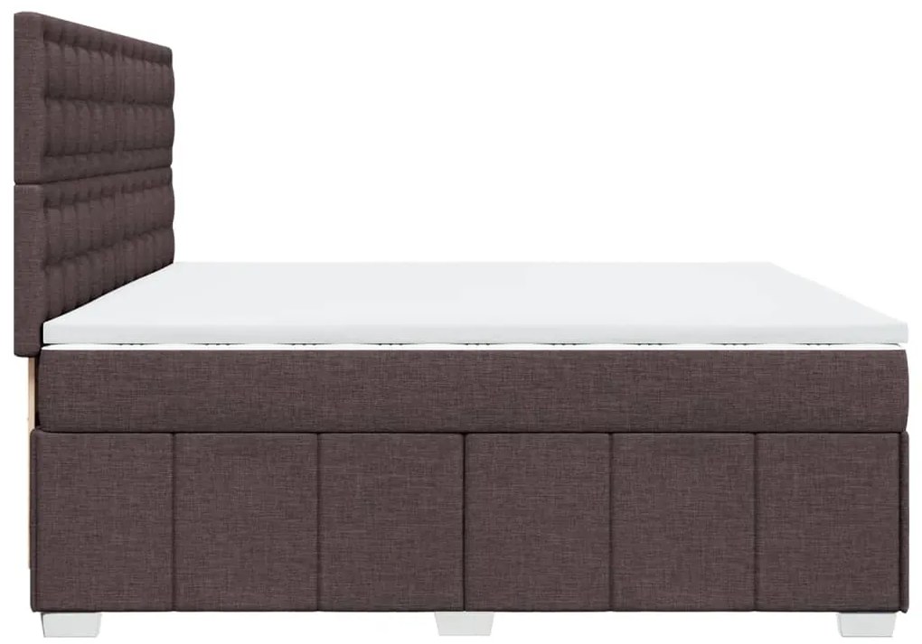 Cama com molas/colchão 200x200 cm tecido castanho-escuro