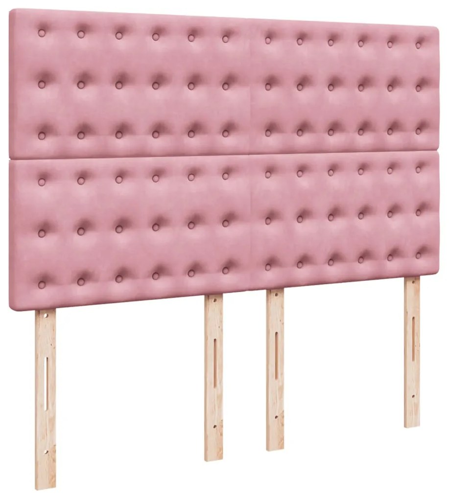 Cama com molas/colchão 160x200 cm veludo rosa