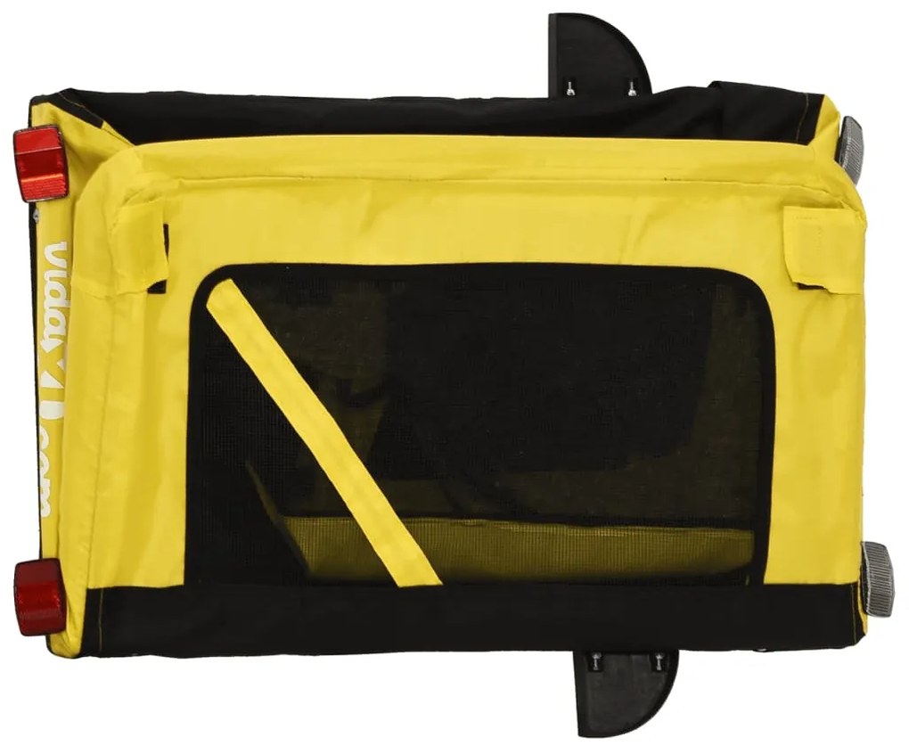 Reboque bicicleta p/ animais tecido oxford/ferro amarelo/preto
