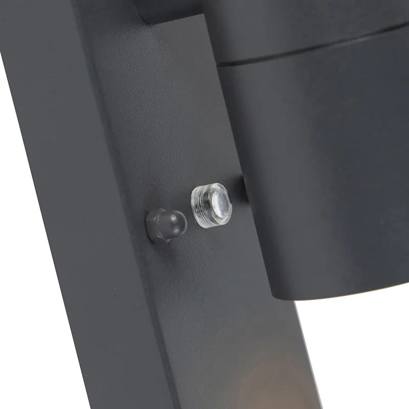 Candeeiro de parede exterior cinzento escuro 2-luzes com sensor crepuscular - Duo