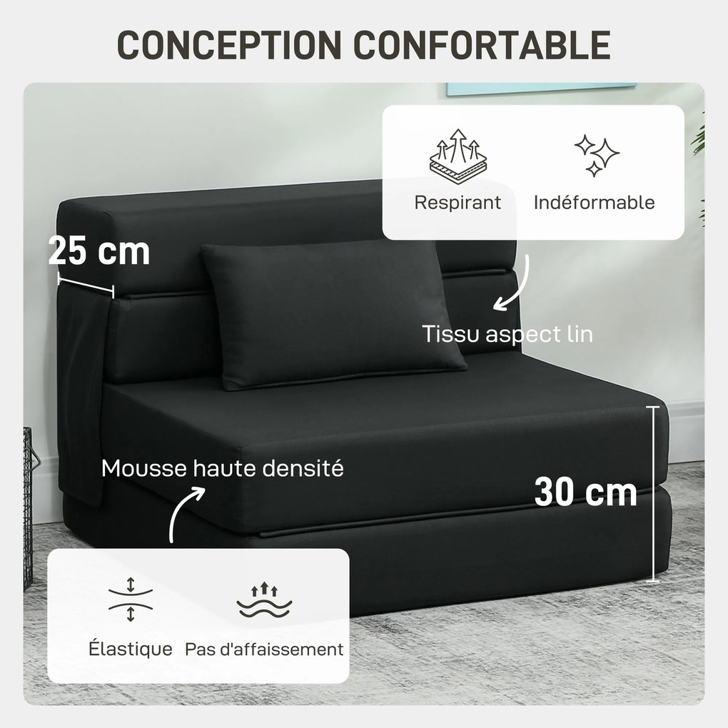 Poltrona chão convertível de 1 lugar, poltrona-cama dobrável, almofada incluída, para convidados, sala de estar, espaços pequenos, capacidade de 120 k