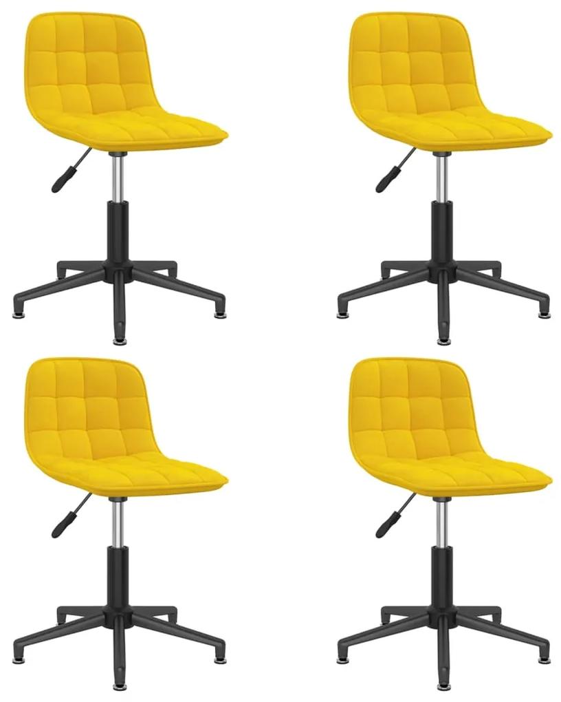 Cadeiras de jantar giratórias 4 pcs veludo amarelo