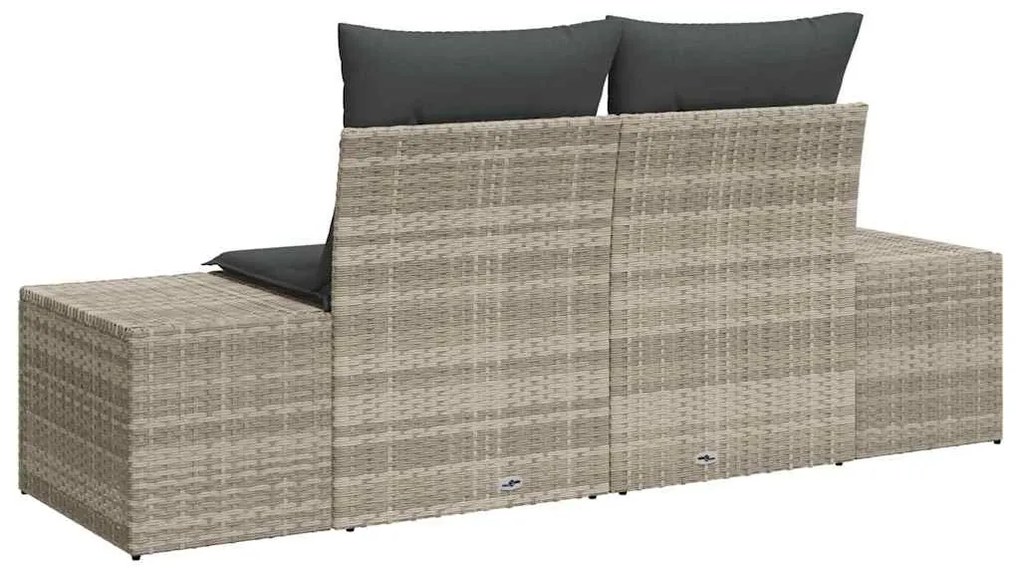 Sofá de Jardim de 2 Lugares com Armazenamento &amp; Almofadas Cinza Rattan