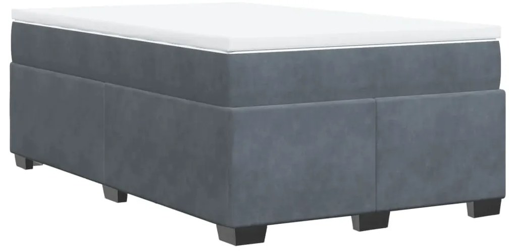 Cama boxspring com colchão 120x190 cm veludo cinzento-escuro