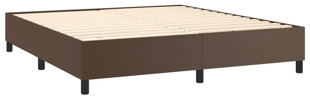Estrutura de cama 160x200cm couro artificial castanho