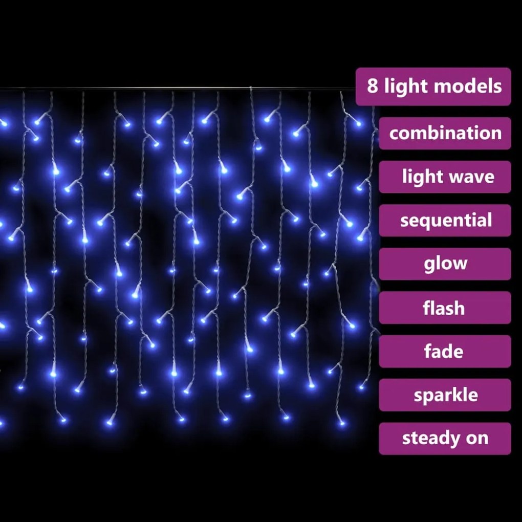 Cortina de Luzes de 10 m para Exterior - Imitação de Gelo - 400 LEDs A