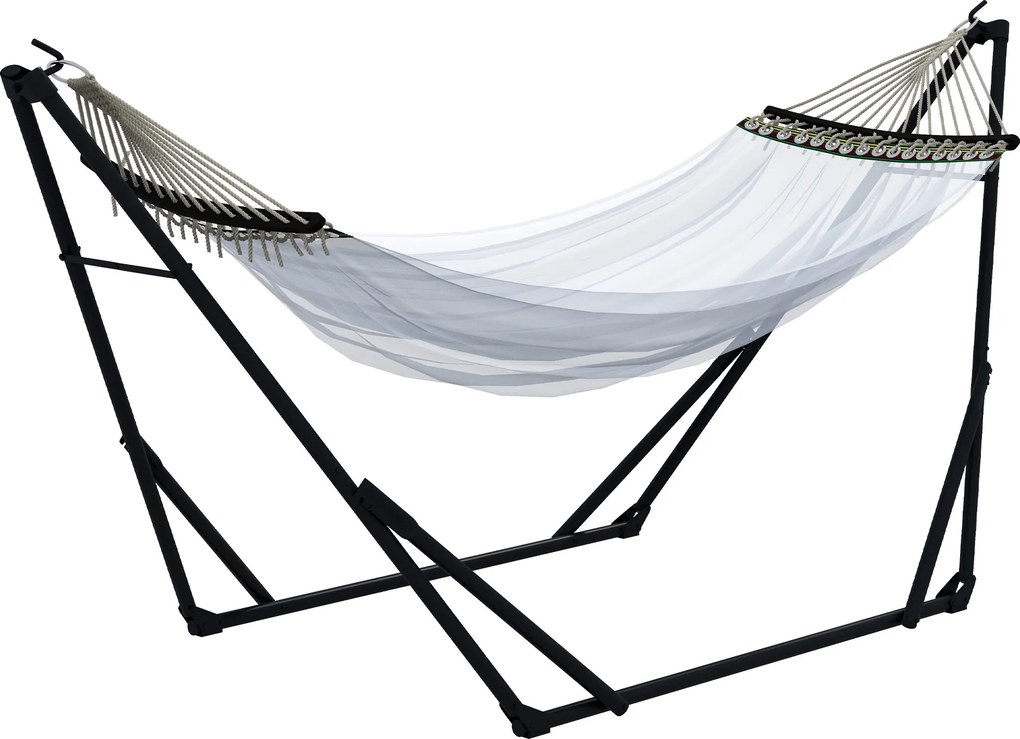 Outsunny Suporte para rede incl. rede, 263 cm x 89 cm x 100 cm, Preto + Branco | Aosom Portugal
