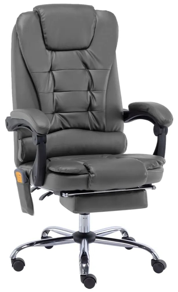 vidaXL Cadeira escritório c/ função massagem couro artific. antracite