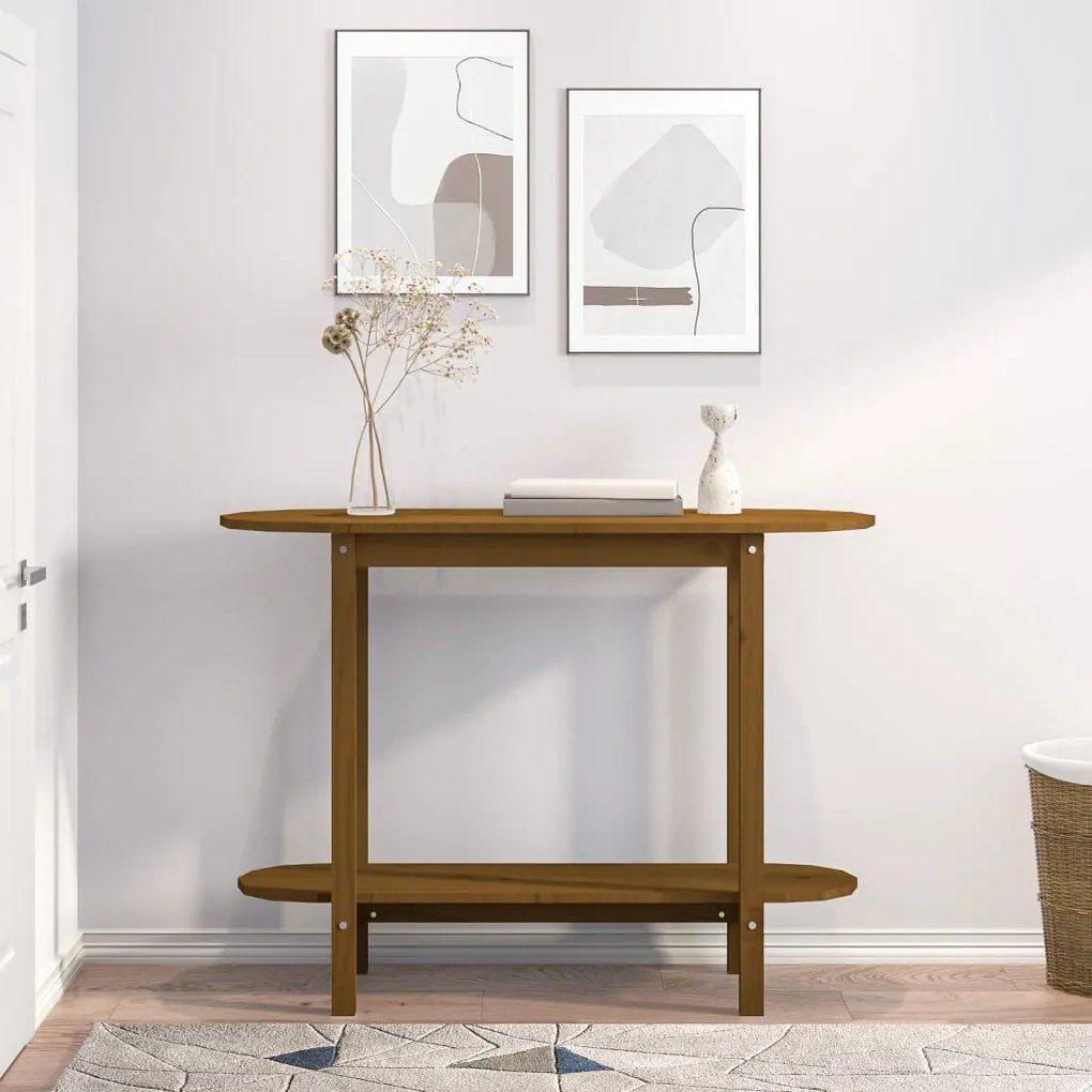 Mesa consola 110x40x80 cm madeira de pinho maciça castanho mel