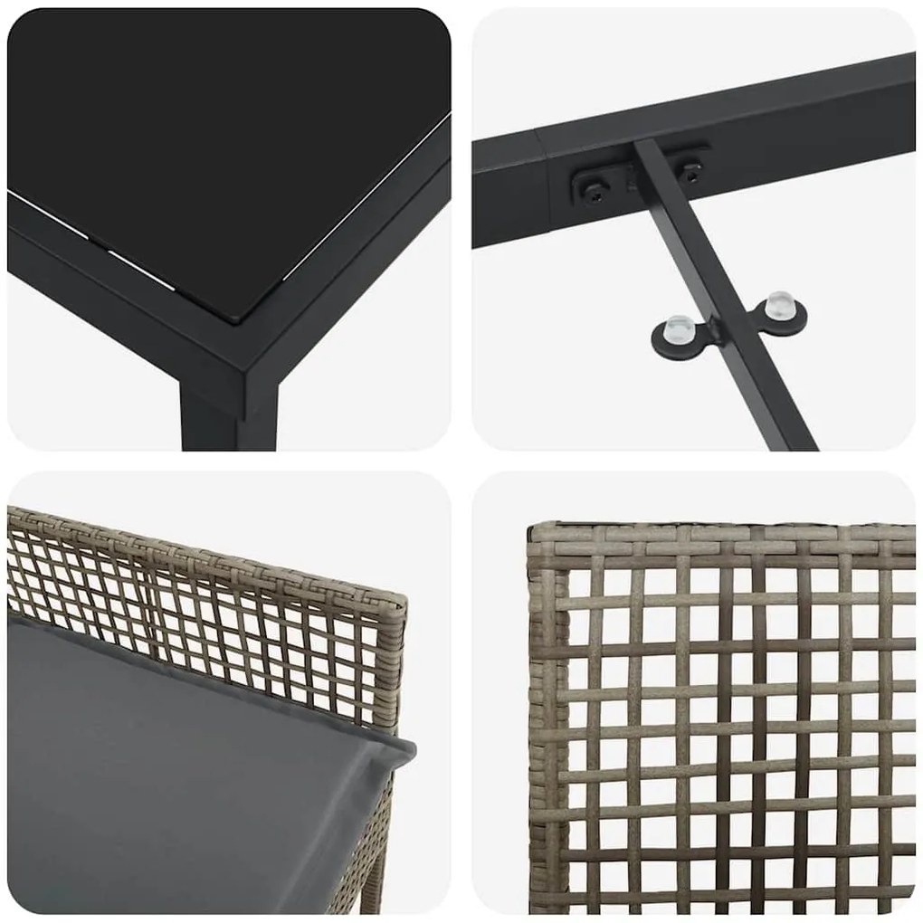 Conjunto de Jantar para Jardim de 5 Peças com Almofadas Rattan Poliést