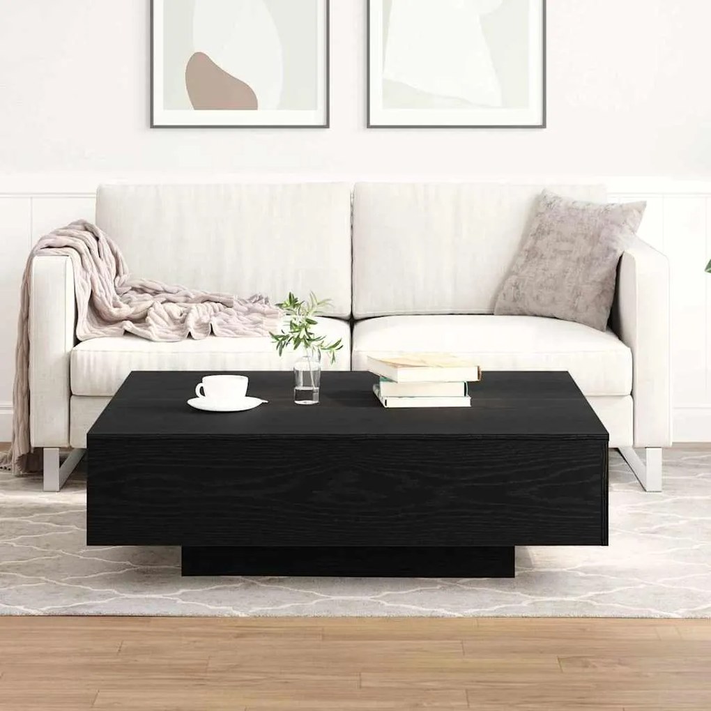 Mesa de Centro em Madeira de Carvalho Preta 100x100x31 cm