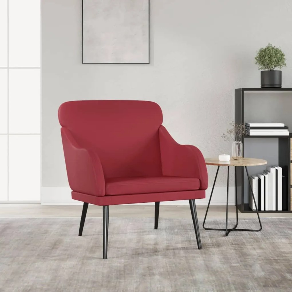 351428 vidaXL Cadeira c/ apoio braços 63x76x80 cm couro artif. vermelho tinto
