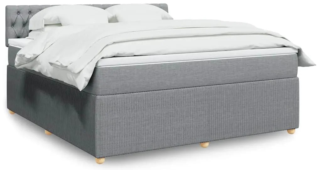 vidaXL Cama com molas/colchão 180x200 cm tecido cinzento-claro