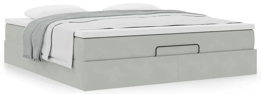 Estrutura de cama otomana com colchão 180x200 cm cinzento claro