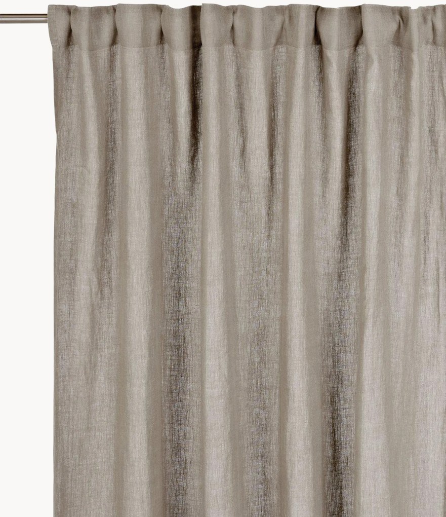 Cortinas opacas de linho com multi-banda Julie, conjunto de 2, L 145 cm
