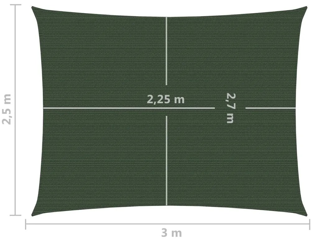 Para-sol estilo vela 160 g/m² 2,5x3 m PEAD verde-escuro