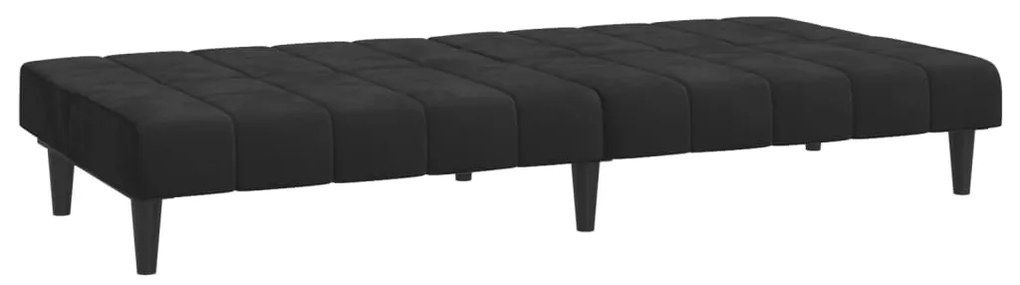 Sofá-cama de 2 lugares veludo preto