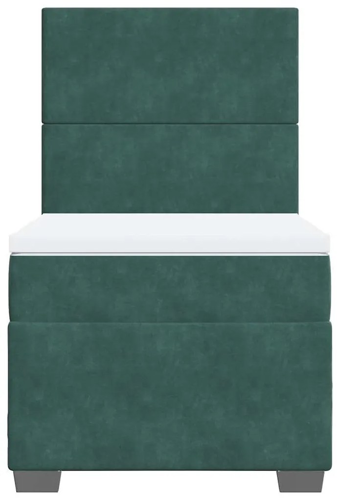 Cama com molas/colchão 100x200 cm veludo verde-escuro
