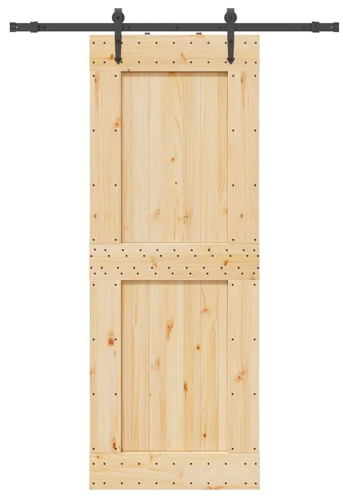 Porta de correr com ferragens 85x210 cm madeira de pinho maciça