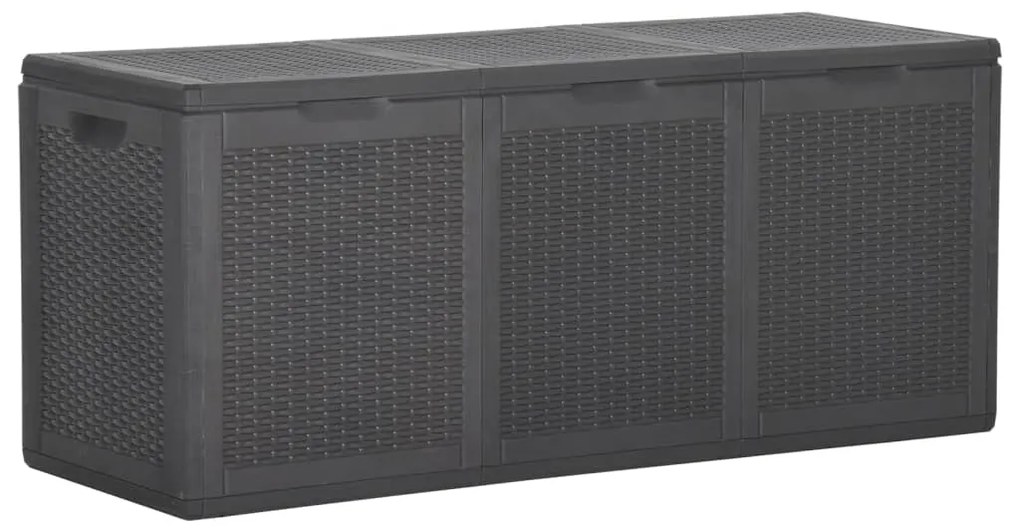 vidaXL Caixa de arrumação para jardim 270 L vime PP preto