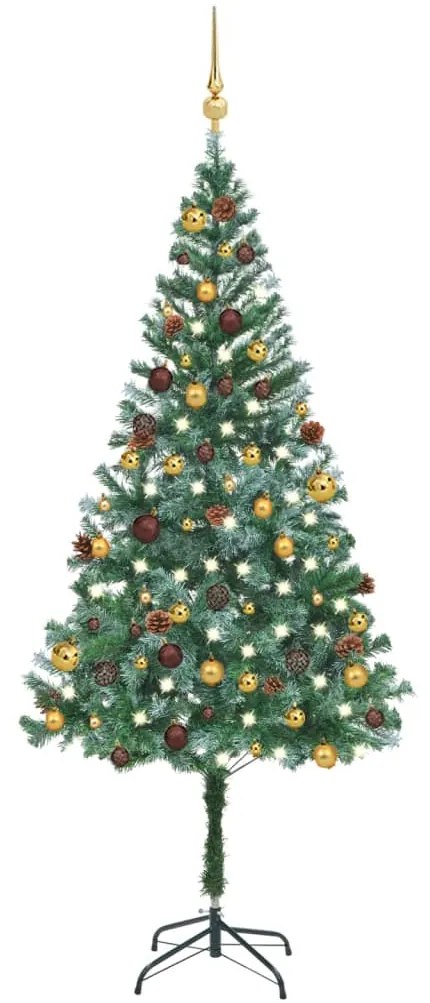3077528 vidaXL Árvore Natal artificial pré-iluminada c/ bolas e pinhas 180 cm