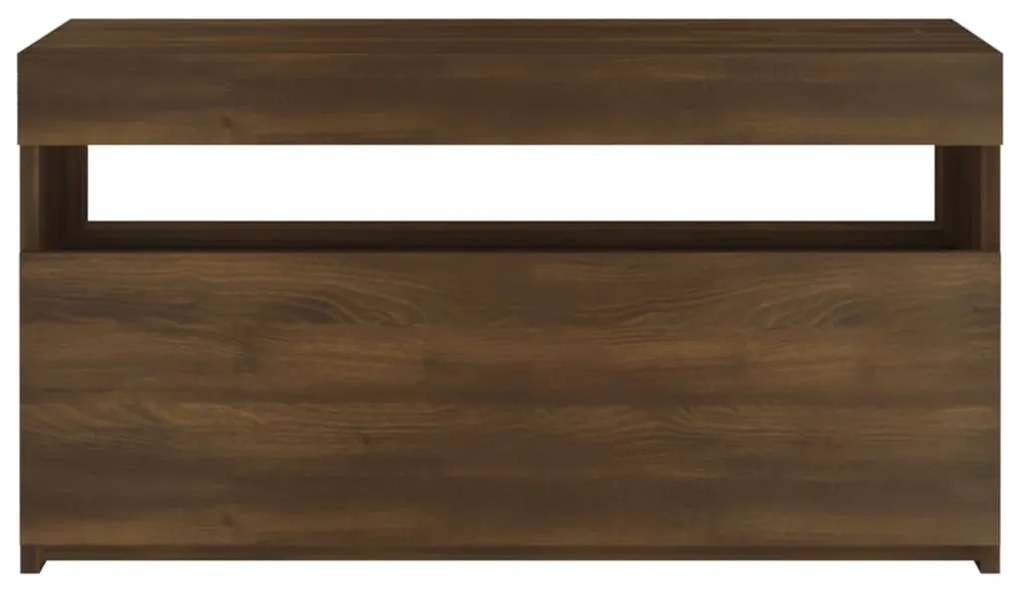 Móvel de TV com luzes LED 75x35x40 cm carvalho castanho