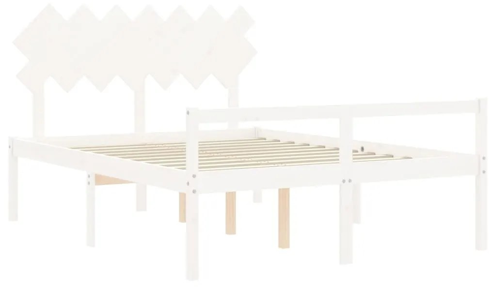 Estrutura de cama com cabeceira 140x200cm madeira maciça branco