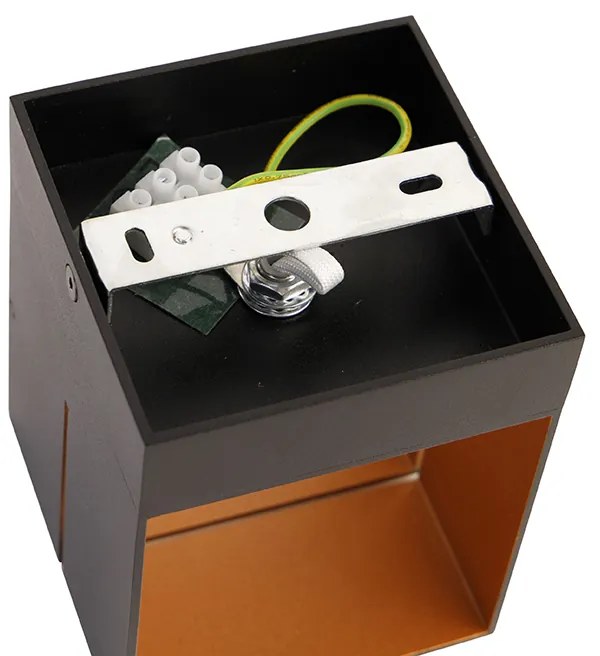 Conjunto de 4 Apliques de Parede Preto com Dourado 9,7 cm - Transfer Groove Design,Industrial,Moderno