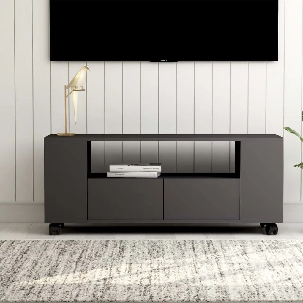vidaXL Móvel de TV 120x35x48 cm derivados de madeira cinzento