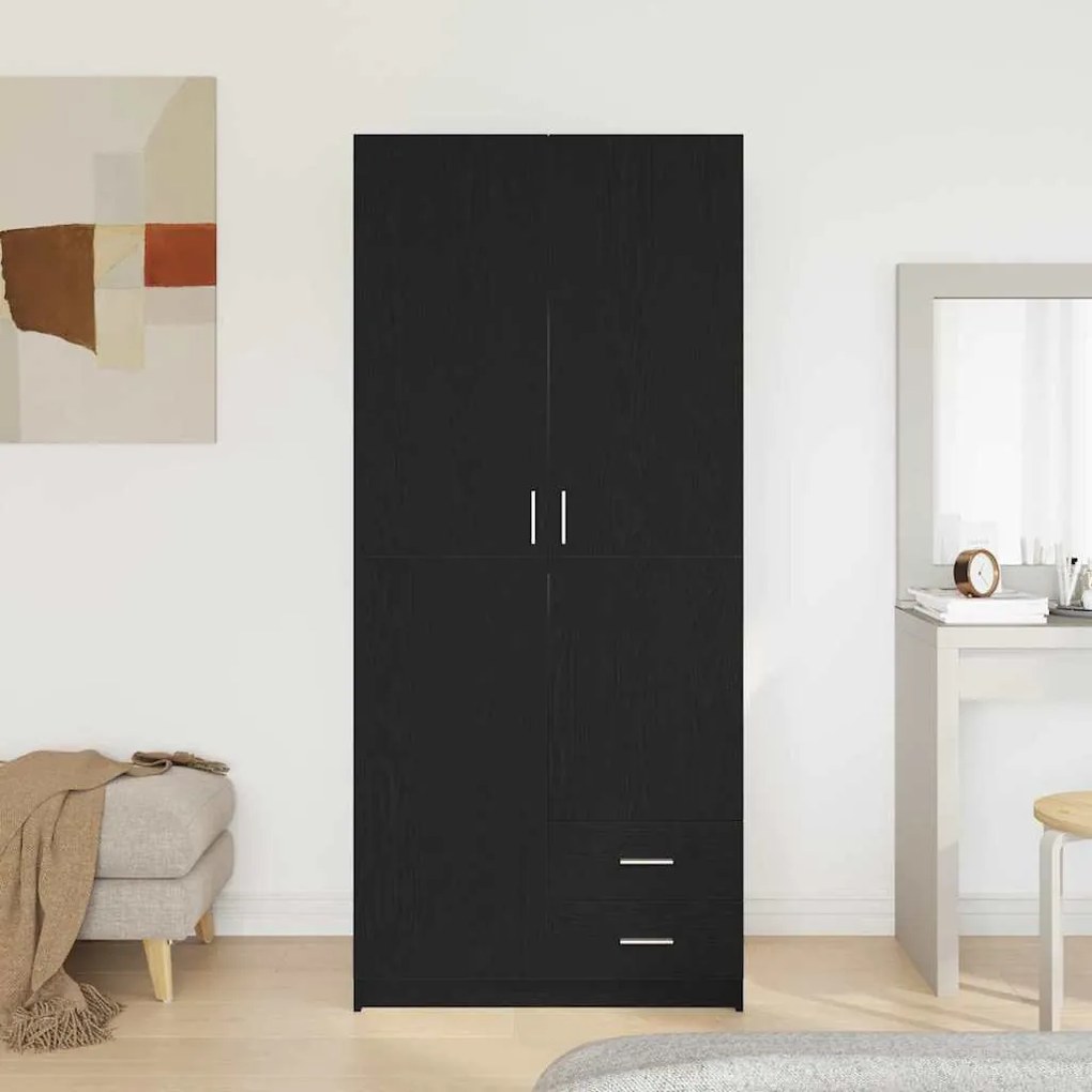 Guarda-roupa vidaXL Preto Carvalho 80x52x180 cm Madeira de engenharia
