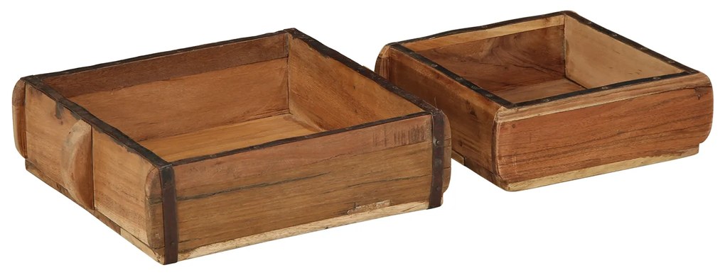 Conjunto de Bandejas de 2 Peças em Madeira Recuprada