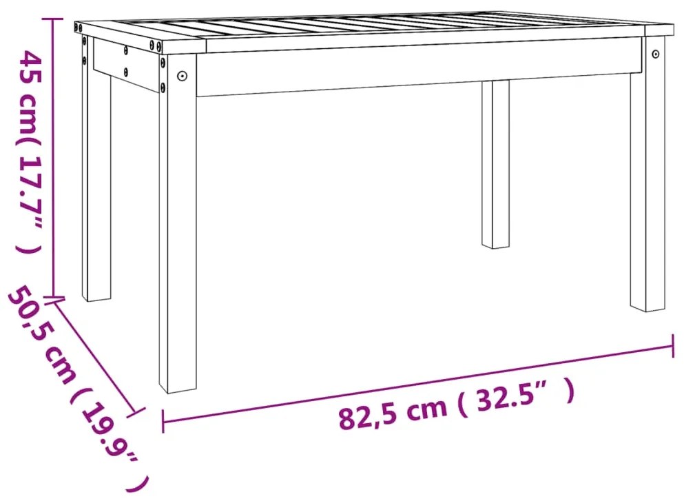 Mesa de jardim 82,5x50,5x45 cm madeira de pinho maciça cinzento